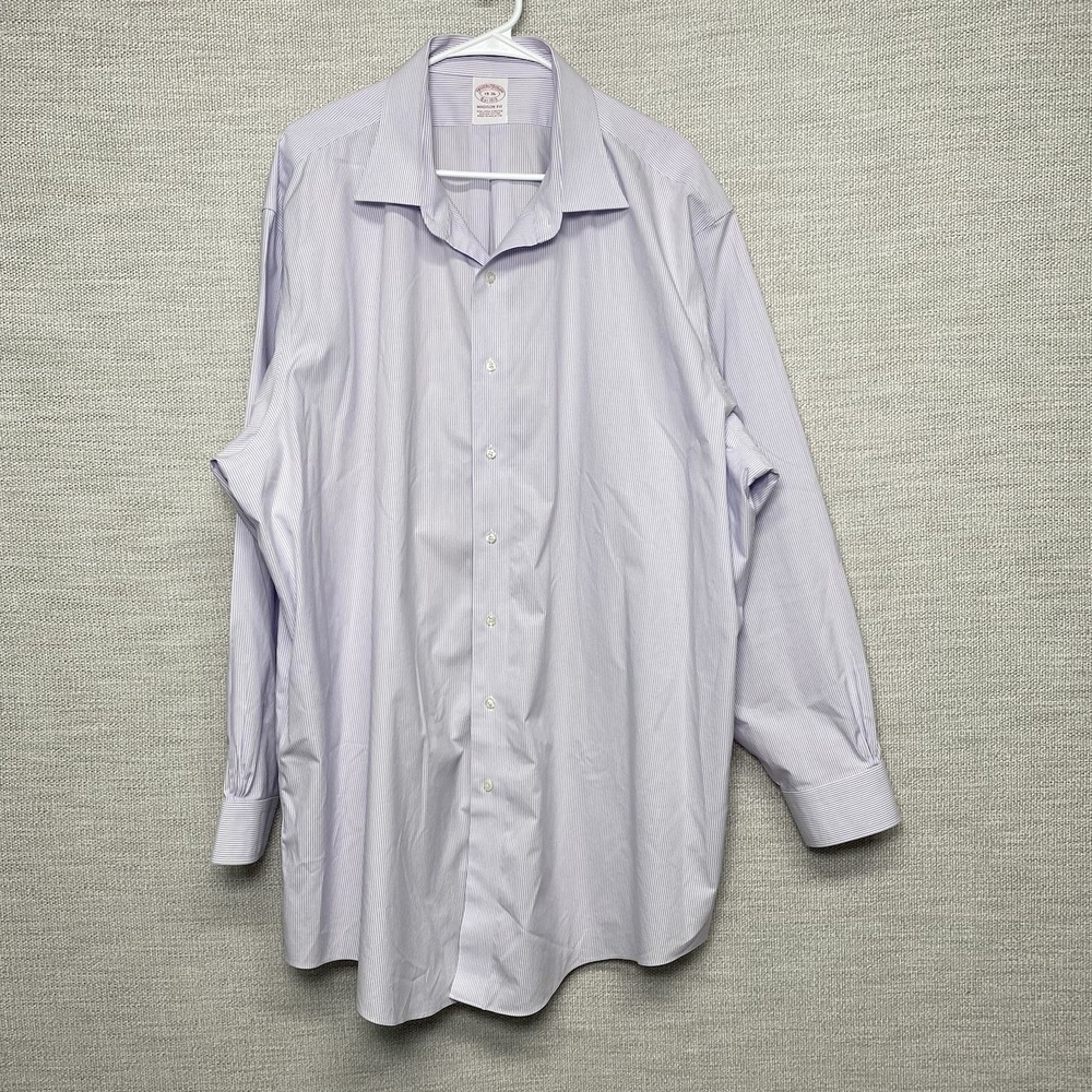 Brooks Brothers 1818 Madison Dress Shirt 19 36 Light Purple Fine Stripe - Picture 2 of 11